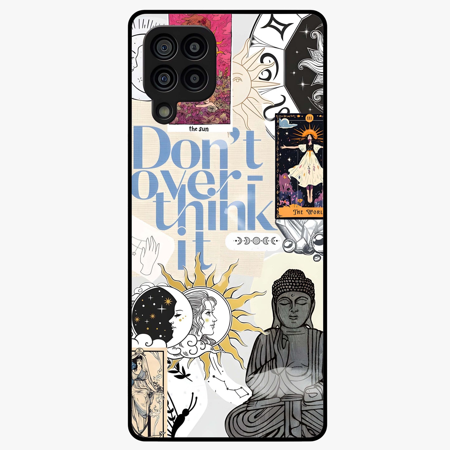 Ethereal Thoughts Glass Case showing flat back view with dreamy artistic artwork and glossy glass finish.