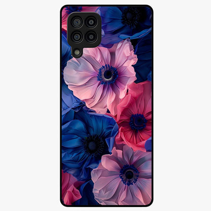 Flower Paper Art Pattern Glass Case showing flat back view with paper cut style floral artwork and glossy glass finish.
