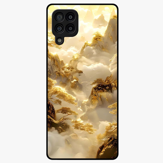 Gates Of Illumination Glass Case showing flat back view with mystical illuminated gate artwork and glossy glass finish.