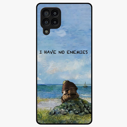 Peace Beyond War Glass Case showing flat back view with symbolic peace themed artwork and glossy glass finish.