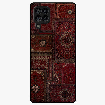 Persian Velvet Tale Glass Case showing flat back view with luxurious Persian velvet pattern artwork and glossy glass finish.