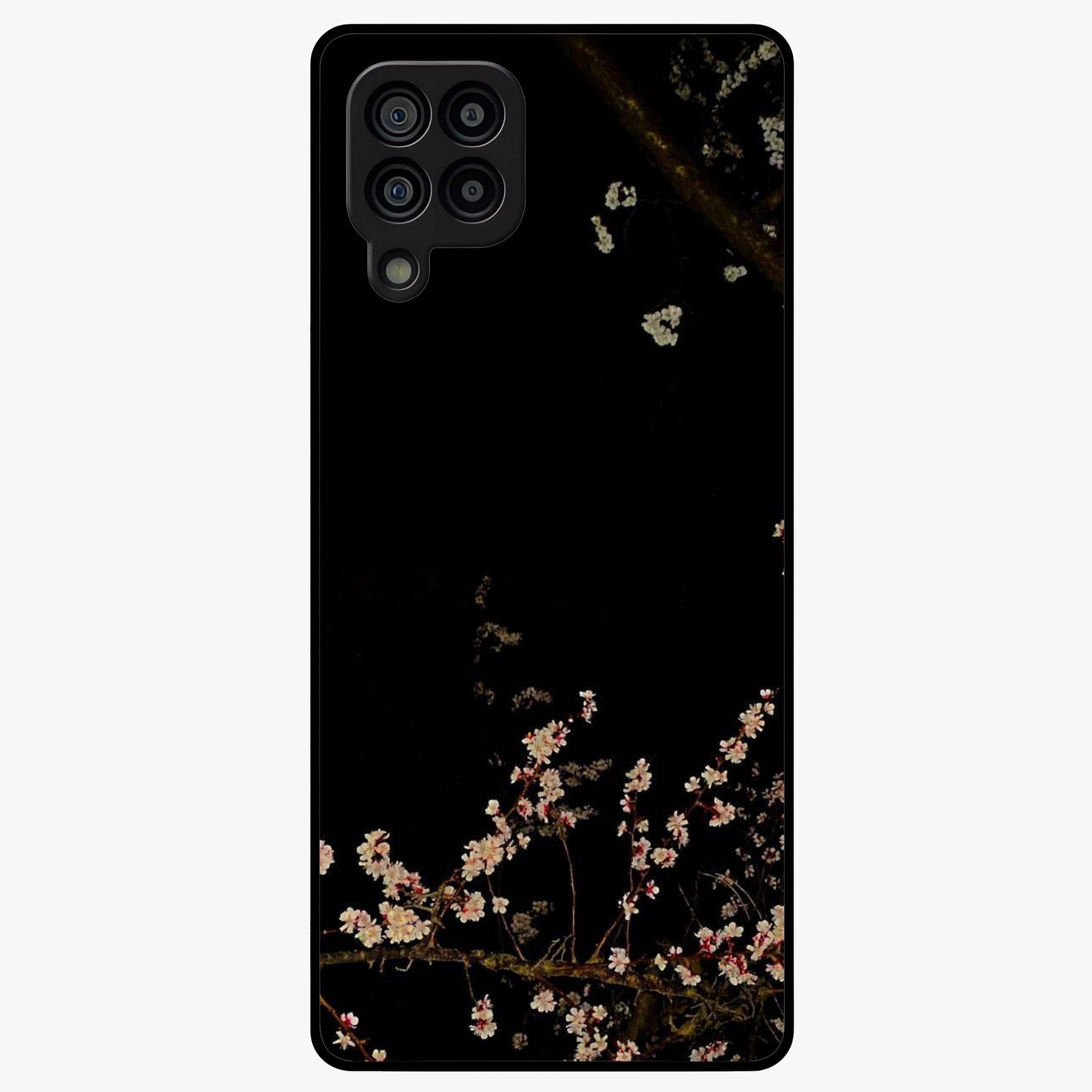 Petal Moon Light With Custom Name Glass Case showing flat back view with floral moonlight artwork and personalized name design.