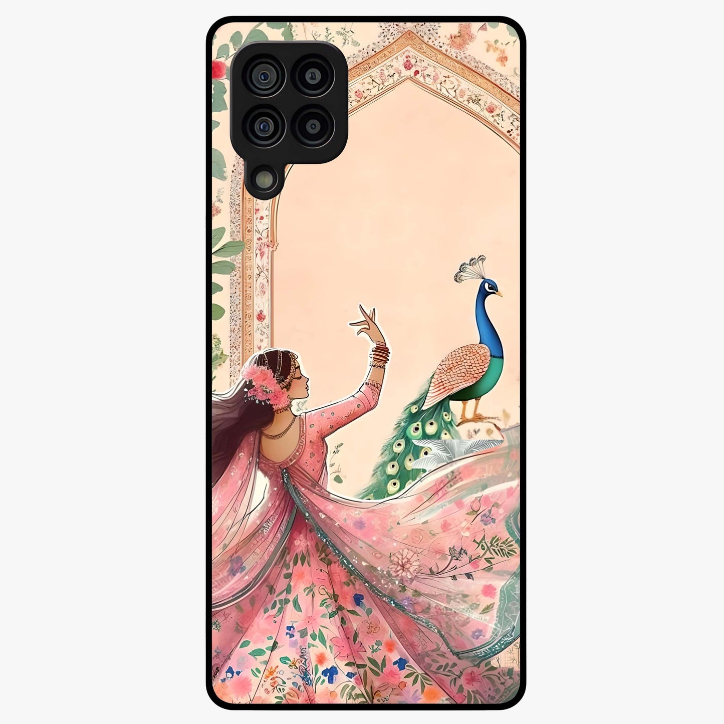 Royal Grace Muse Glass Case showing flat back view with elegant artistic artwork and glossy glass finish.