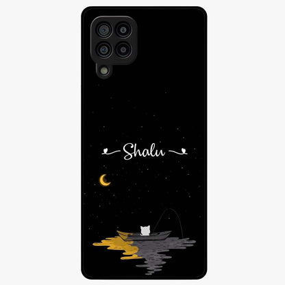 Silent Night Row Glass Case showing flat back view with calm night themed artwork and glossy glass finish.