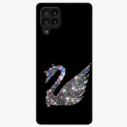 Starlit Swan Grace Glass Case showing flat back view with graceful swan artwork under starry sky and glossy glass finish.