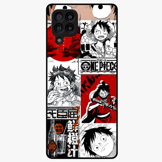 Strawhat Chaos Panels Glass Case showing flat back view with anime inspired chaos panel artwork and glossy glass finish.