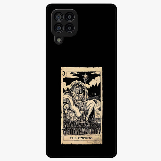 The Empress Glass Case showing flat back view with regal feminine artwork and glossy glass finish.