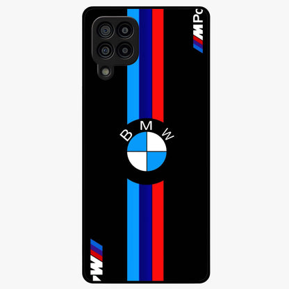 Turbo BMW Beast Glass Case showing flat back view with high performance sports car artwork and glossy glass finish.