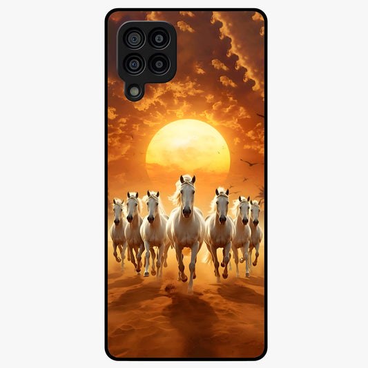 Wild Sunset Majesty Glass Case showing flat back view with majestic sunset landscape artwork and glossy glass finish.