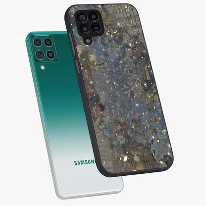Aesthetic Astrolophia Glass Case displayed in angled mockup highlighting artistic aesthetic elements and smooth glass surface.