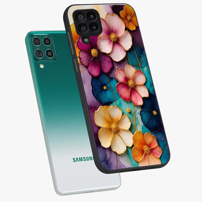 Artlyn Grace Flower Pattern Glass Case displayed in angled mockup highlighting delicate flower pattern design and smooth glass surface.