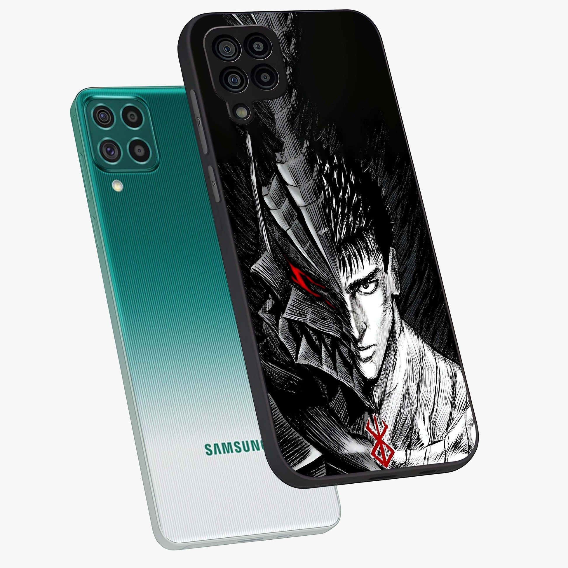 Berserker Blood Oath Glass Case displayed in angled mockup highlighting dark fantasy graphic design and powerful theme.