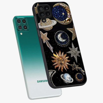 Celestial Gem Constellations Glass Case displayed in angled mockup highlighting gemstone inspired constellation design.