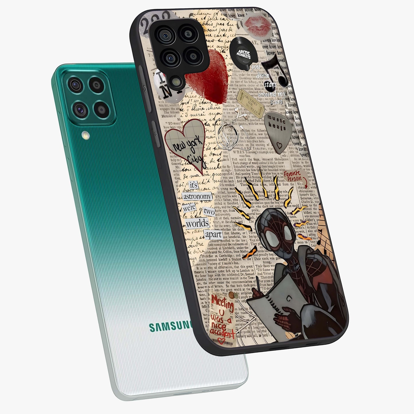 City Dream Sketch Glass Case displayed in angled mockup highlighting minimal city illustration with aesthetic sketch style.