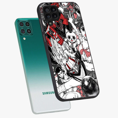 Crimson Chaos Panel Glass Case displayed in angled mockup highlighting chaotic panel style design with modern graphic theme.