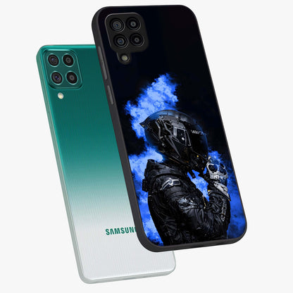 Cyber Sentinel Protocol Glass Case displayed in angled mockup highlighting digital cyber design with sci-fi aesthetic style.