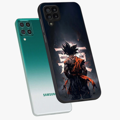 Dark Warrior In Rain Glass Case displayed in angled mockup highlighting dramatic warrior illustration with dark rain aesthetic.