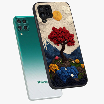 Eternal Nature Tapestry Glass Case displayed in angled mockup highlighting detailed botanical pattern with artistic aesthetic.