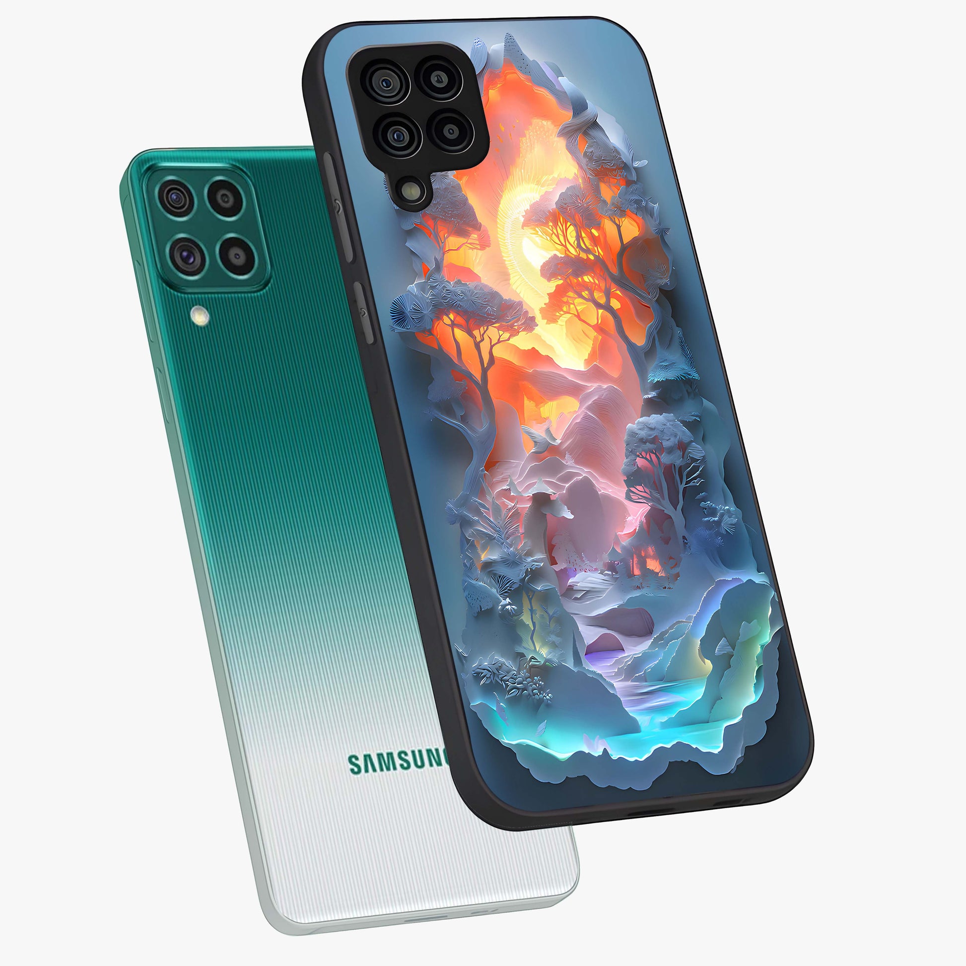 Glow Forest Portal Glass Case displayed in angled mockup highlighting mystical forest design with magical glowing aesthetic.
