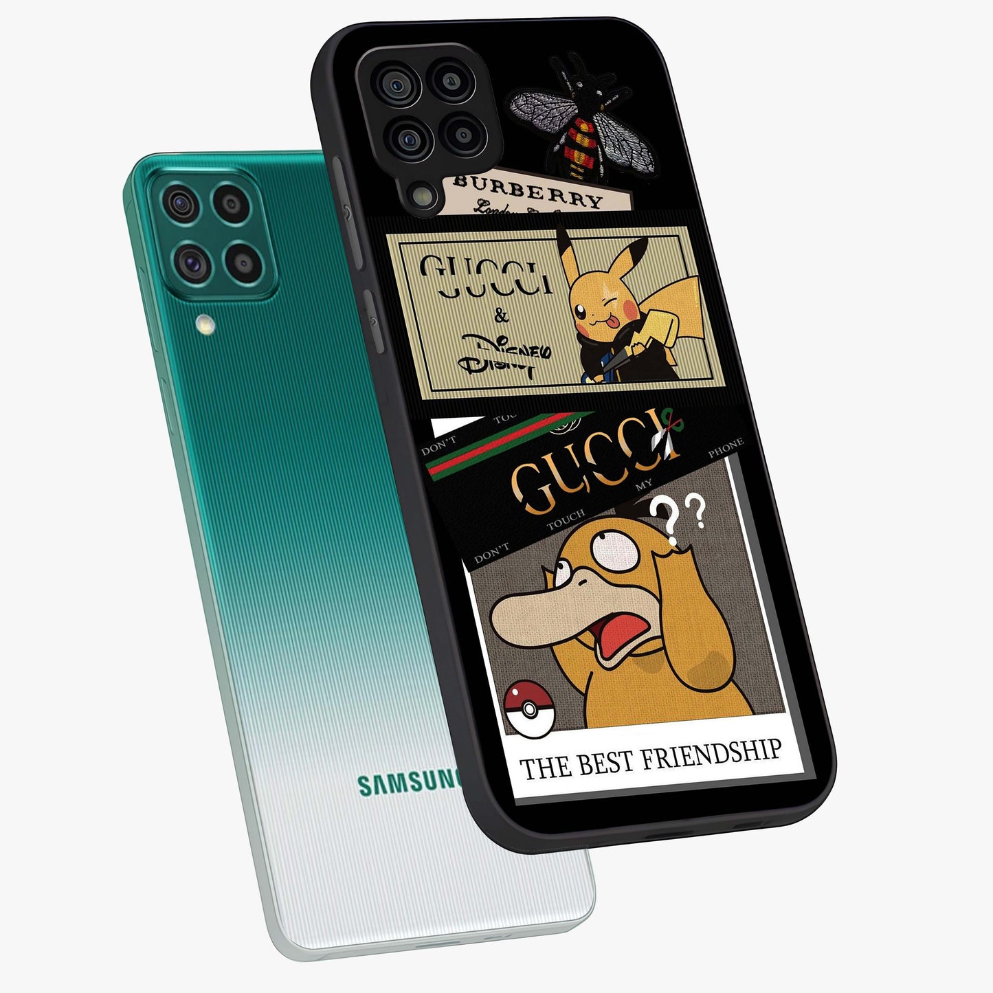 Gucci Play Mashup Glass Case displayed in angled mockup highlighting stylish fashion mashup design with bold aesthetic.