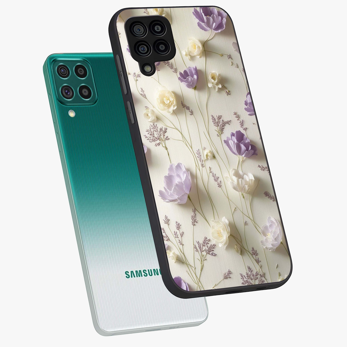 Lilac Breeze Harmony Glass Case displayed in angled mockup highlighting calm lilac breeze design with soothing aesthetic style.