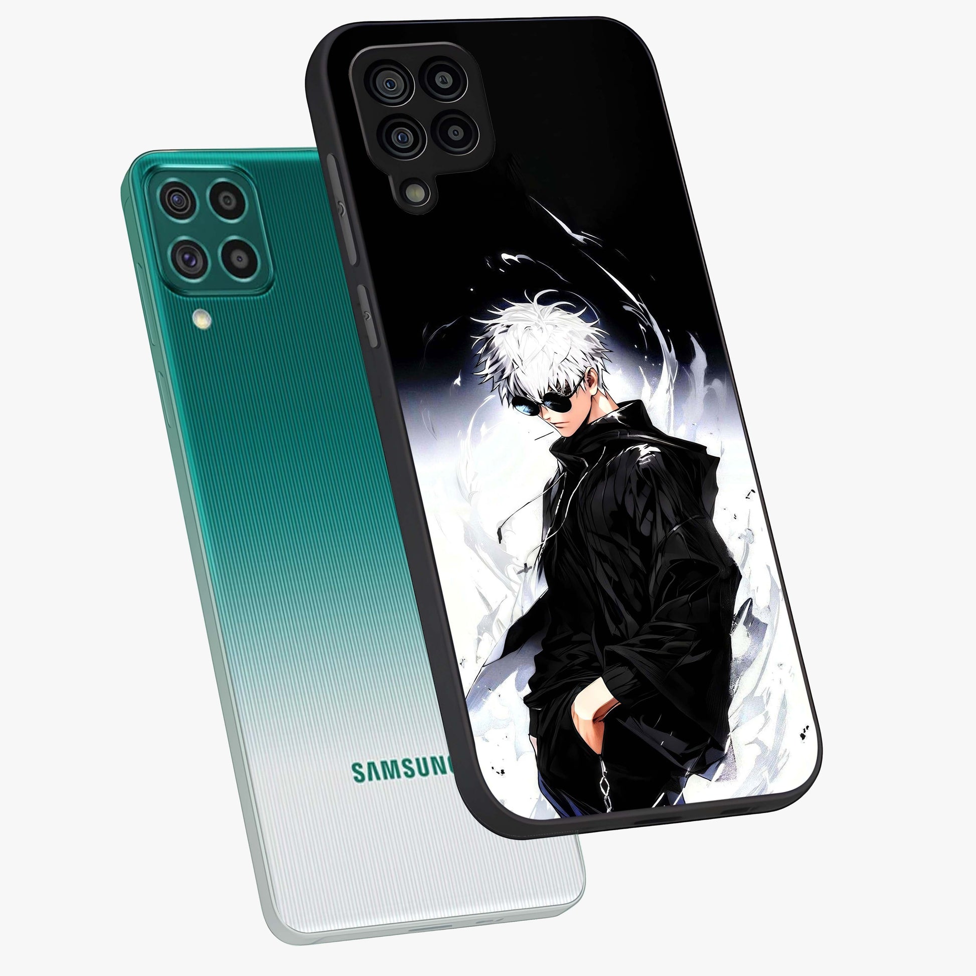 Limitless Shadow King Glass Case displayed in angled mockup highlighting dramatic dark hero design with intense aesthetic.