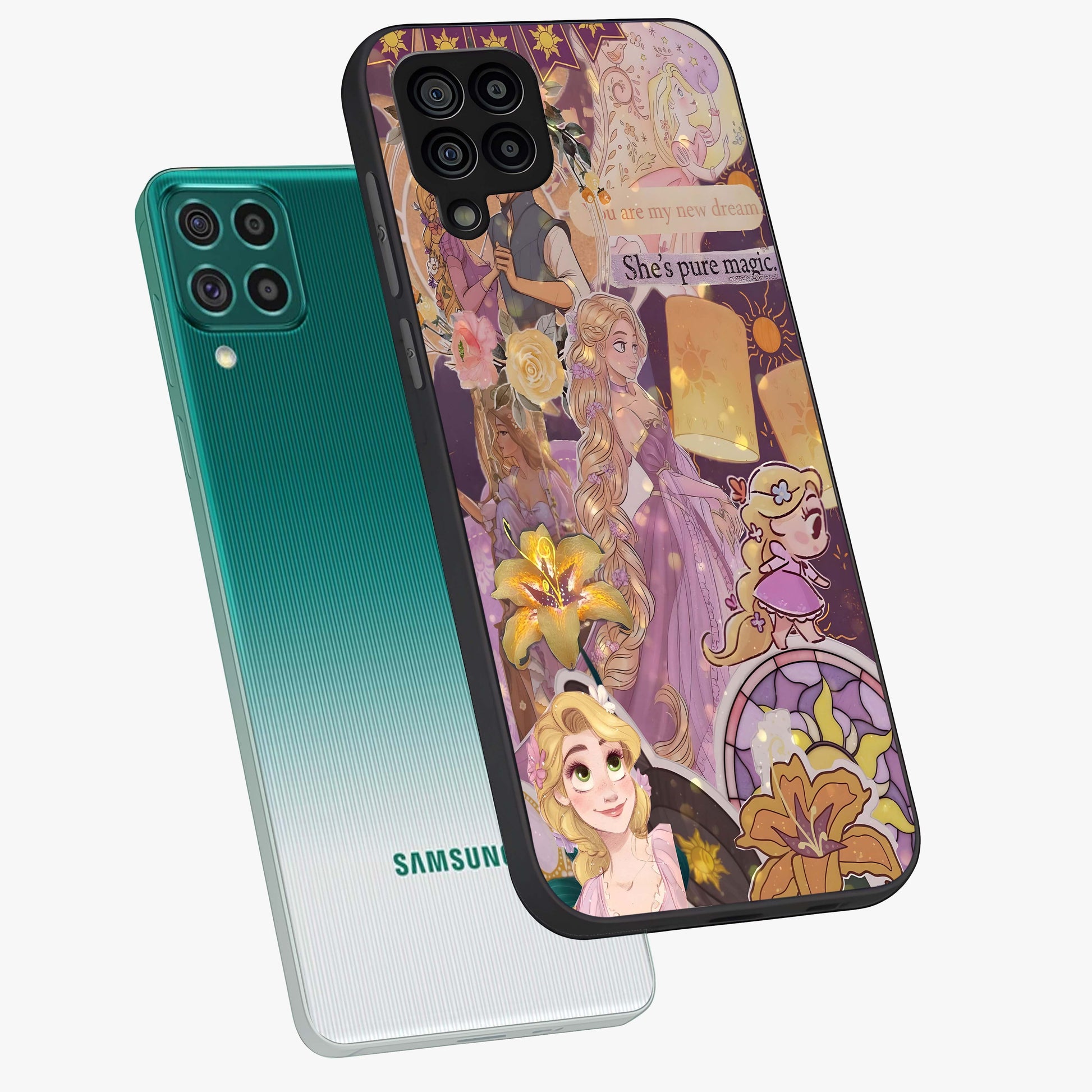 Magical Tangled Dream Glass Case displayed in angled mockup highlighting whimsical fantasy design with magical aesthetic.