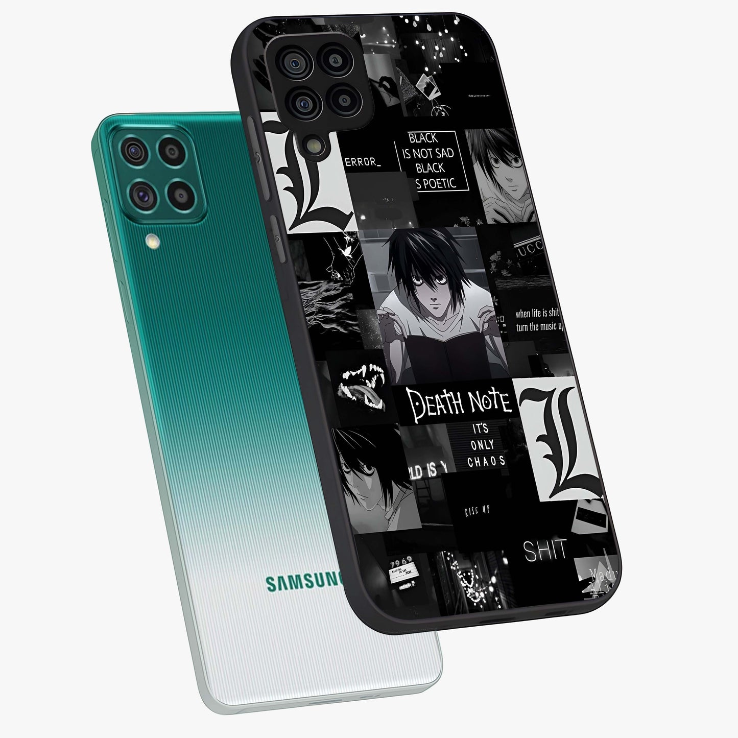 Midnight Chaos Mind Glass Case displayed in angled mockup highlighting chaotic artistic design with dramatic midnight aesthetic.