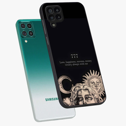 Mystic Victory Aura Glass Case displayed in angled mockup highlighting energetic aura design with bold mystical aesthetic.
