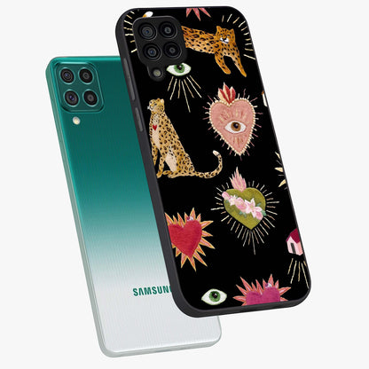Sacred Jungle Heart Glass Case displayed in angled mockup highlighting lush tropical design with natural aesthetic style.