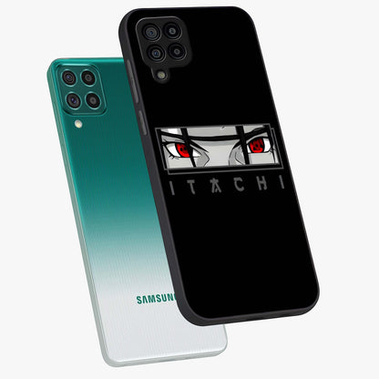 Scarlet Gaze Dominance Glass Case displayed in angled mockup highlighting intense visual design with bold scarlet aesthetic.