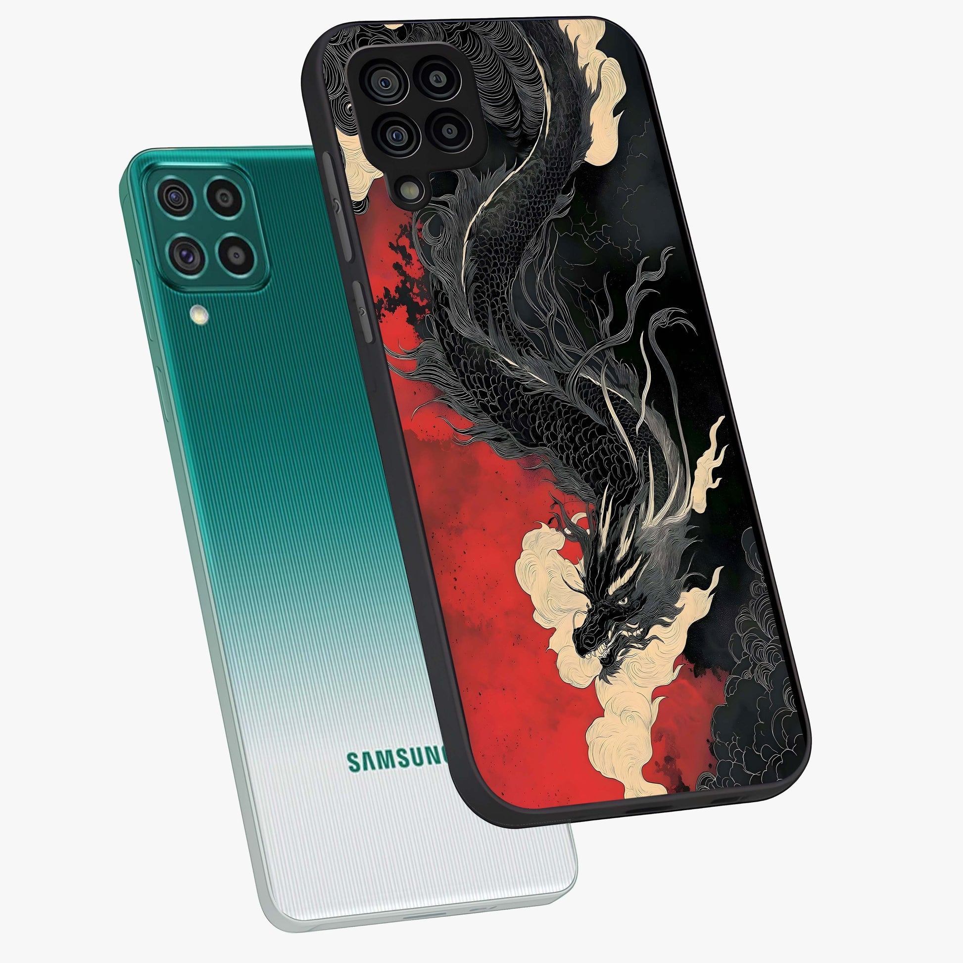 Shadow Dragon Fury Glass Case displayed in angled mockup highlighting powerful dragon illustration with dark fantasy aesthetic.