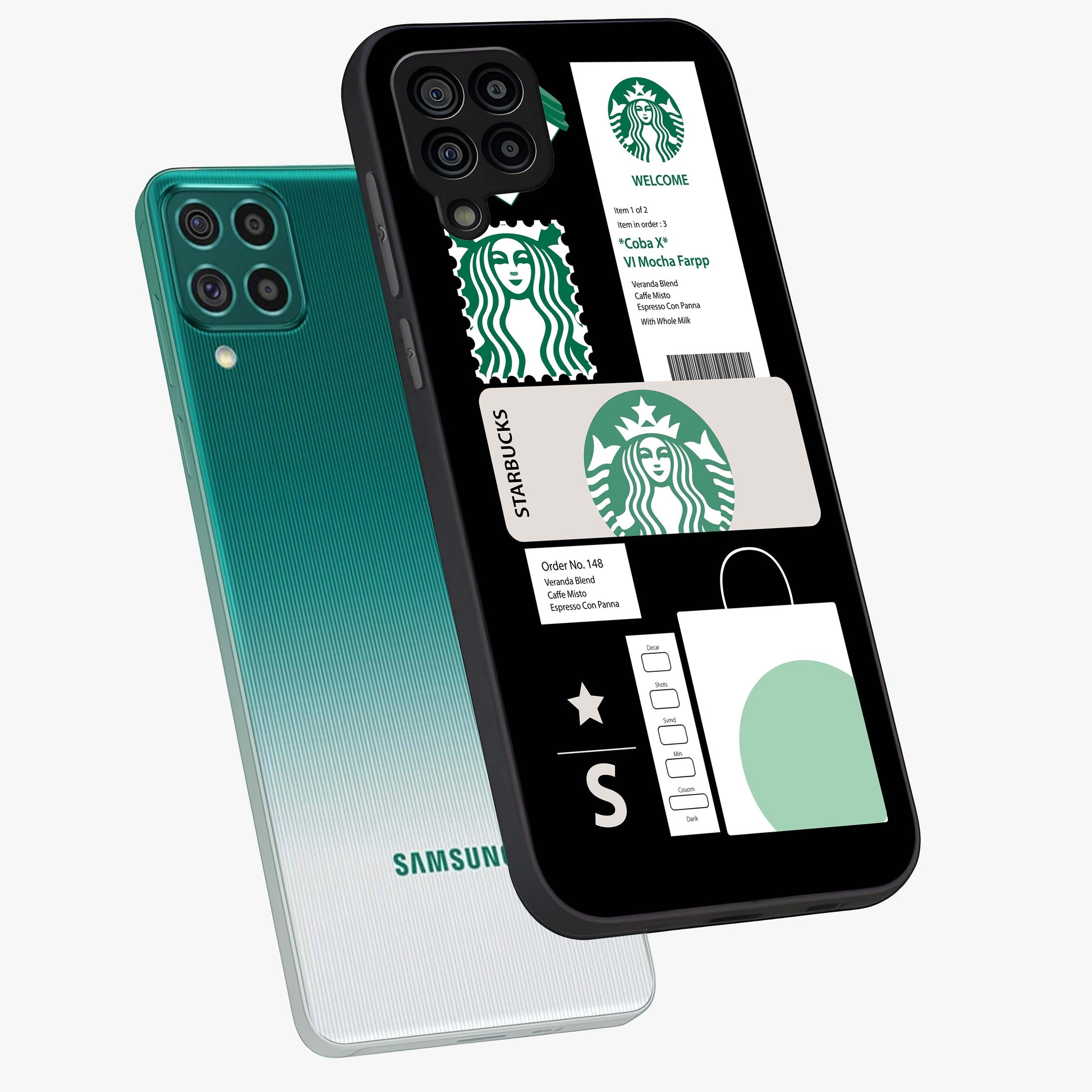 Starbucks Mocha Glass Case displayed in angled mockup highlighting stylish mocha themed design with cozy café aesthetic.