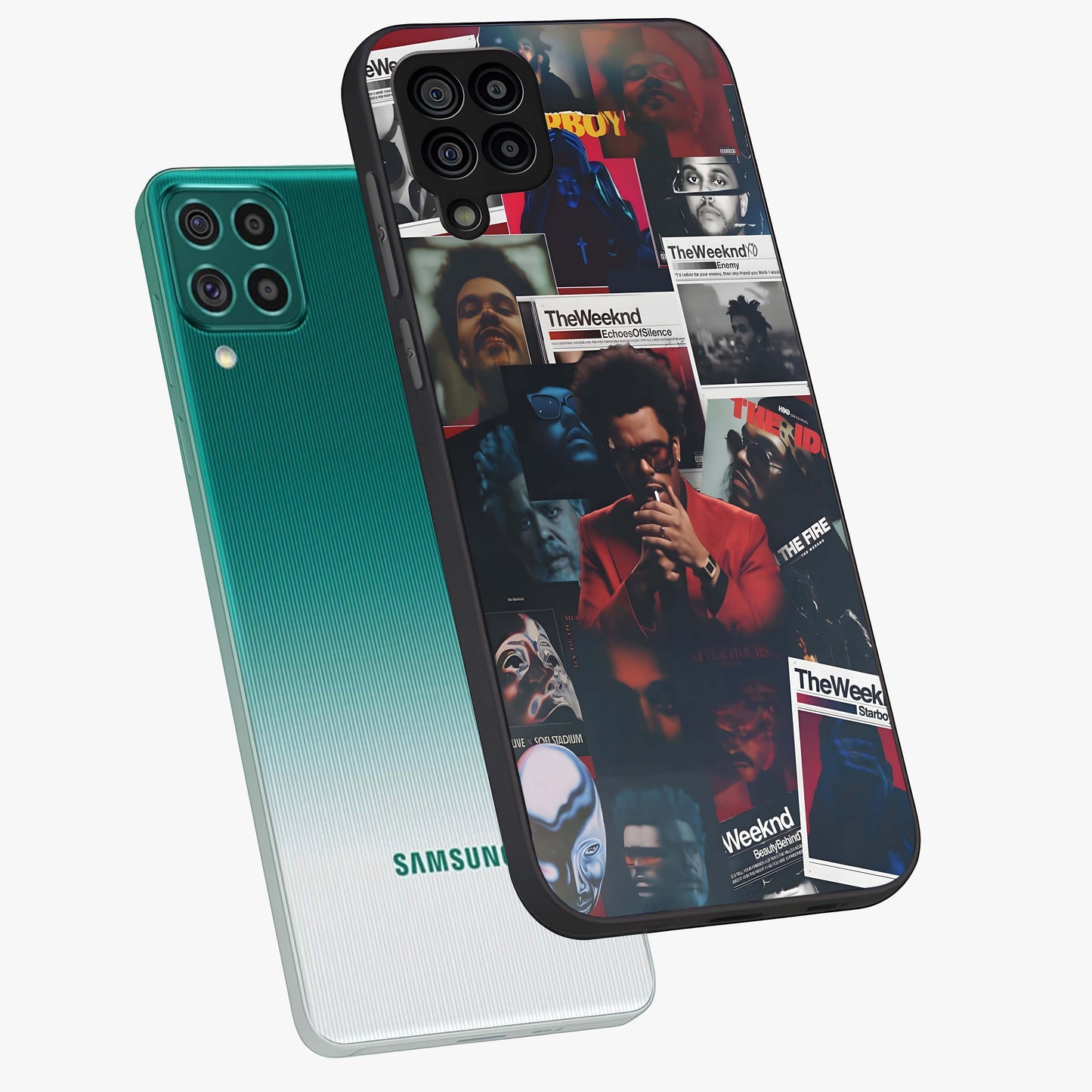 The Weeknd Glass Case displayed in angled mockup highlighting stylish pop culture inspired design with modern aesthetic.