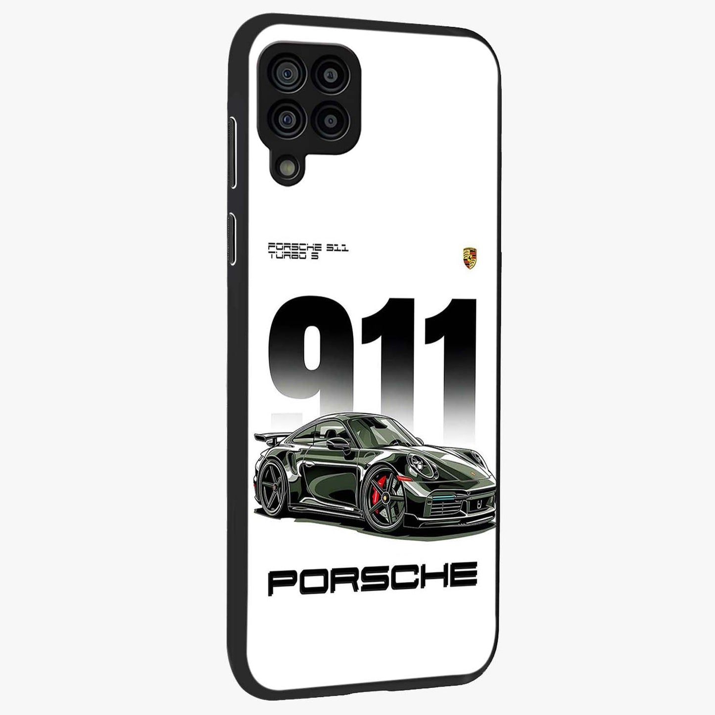 911 Turbo Dominance Glass Case upright perspective showcasing powerful racing design and modern automotive aesthetic.