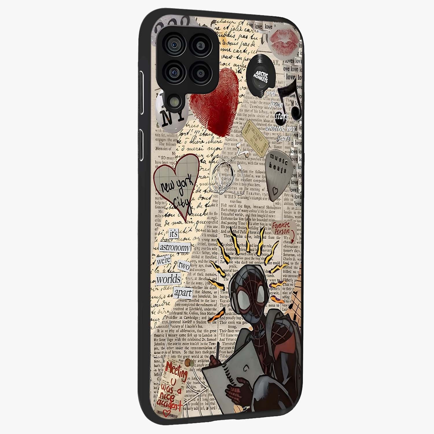 City Dream Sketch Glass Case upright view showcasing urban skyline artwork with stylish hand drawn design.