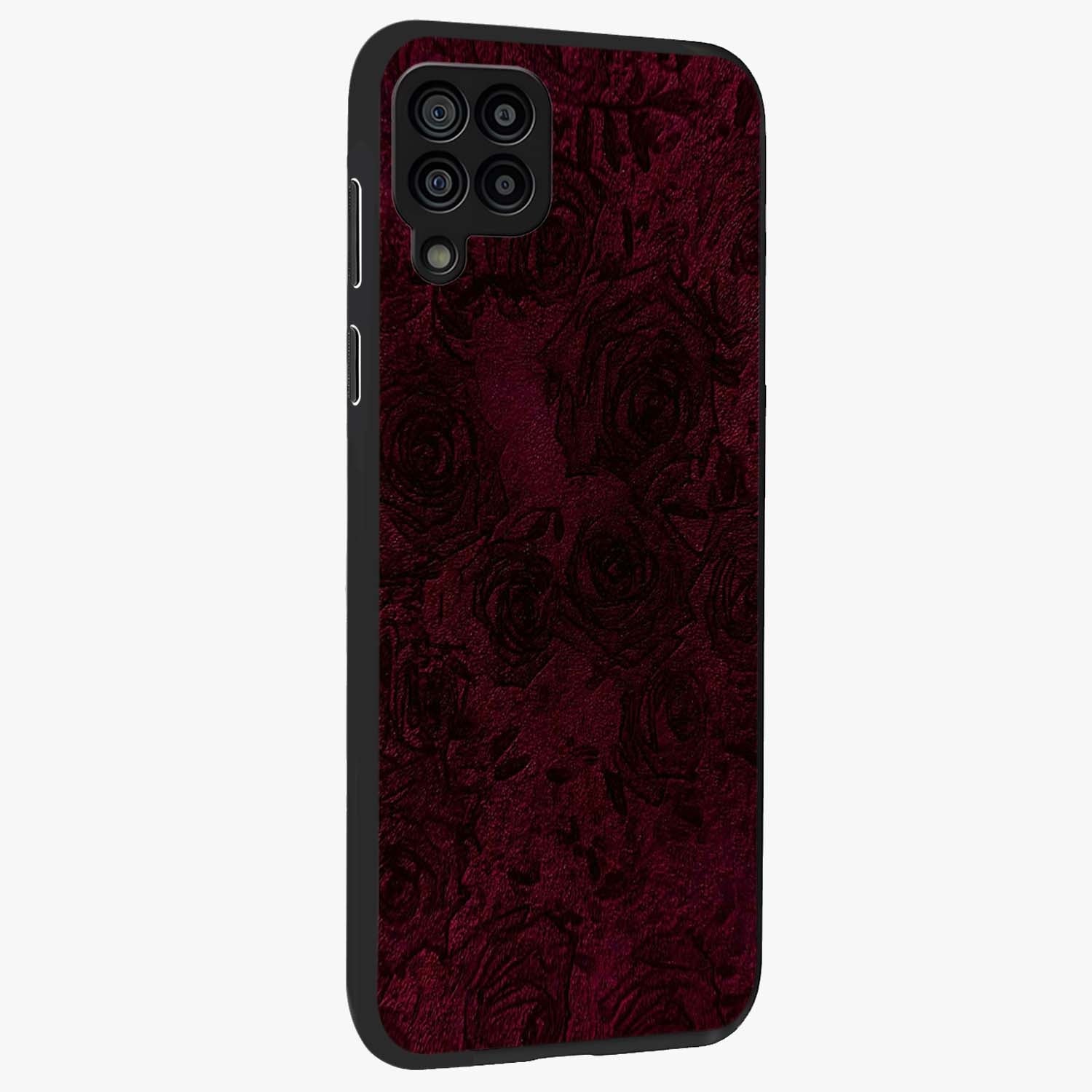 Crimson Fade Flow Glass Case upright view showcasing dynamic crimson flow artwork with stylish abstract theme.