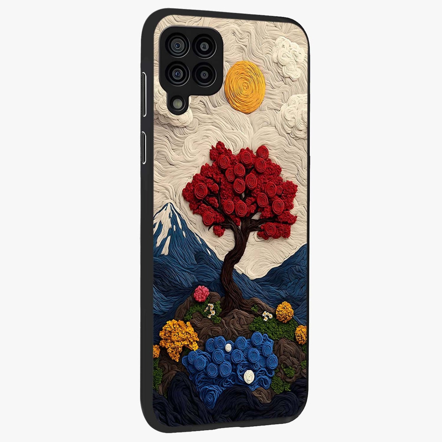 Eternal Nature Tapestry Glass Case upright view showcasing elegant nature tapestry design with decorative style.