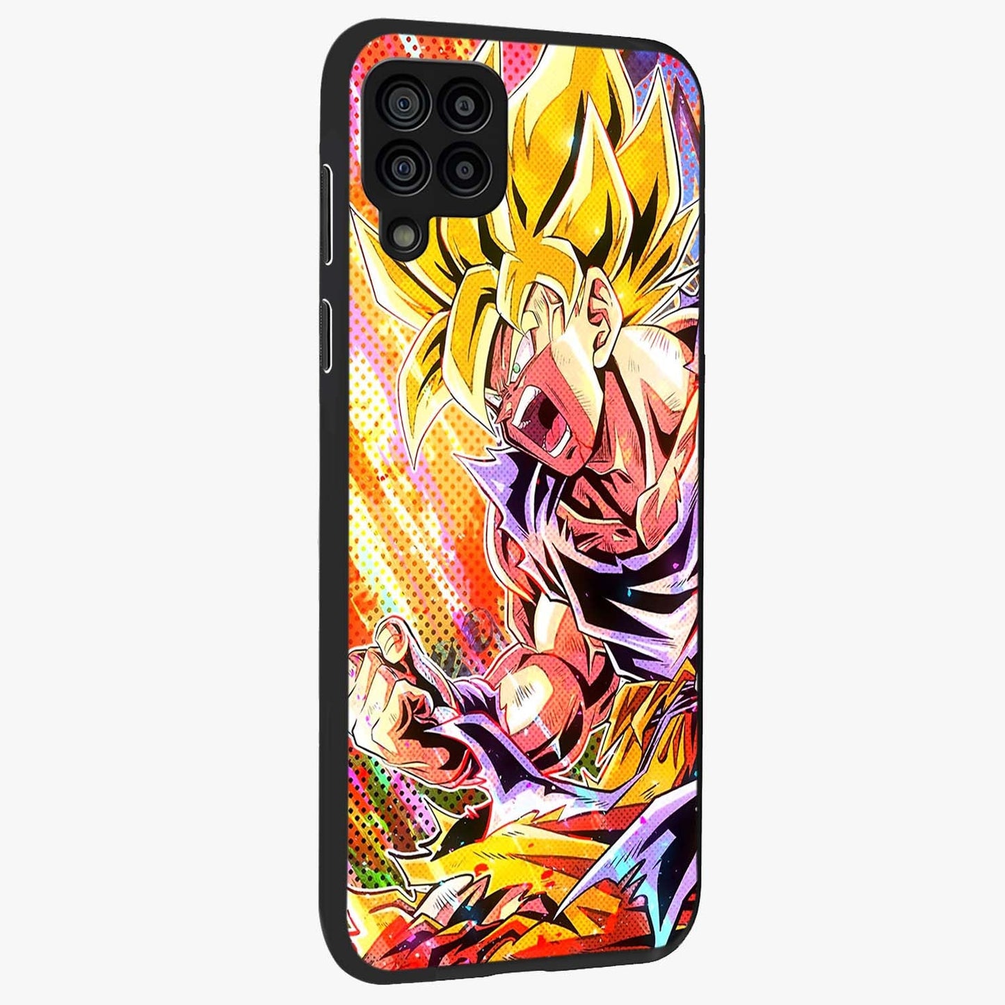 Firing Goku Glass Case upright view showcasing energetic anime artwork with bold warrior theme.