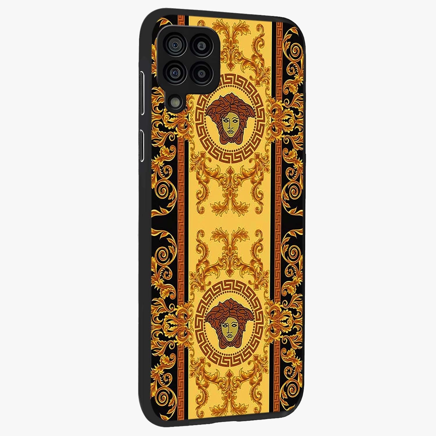 Golden Lotus Glow Glass Case upright view showcasing luminous lotus artwork with peaceful divine theme.
