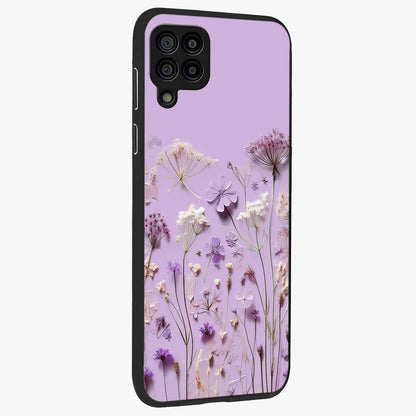 Lavender Blossom Dream Glass Case upright view showcasing delicate lavender blossom artwork with peaceful floral theme.