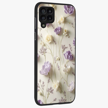 Lilac Breeze Harmony Glass Case upright view showcasing delicate lilac artwork with peaceful floral theme.