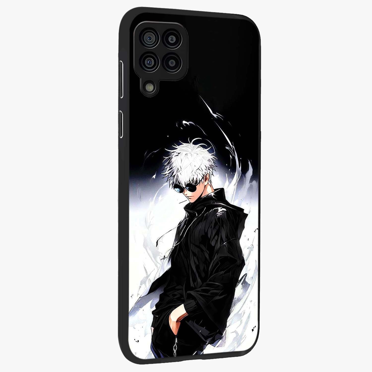 Limitless Shadow King Glass Case upright view showcasing bold shadow warrior artwork with epic fantasy theme.