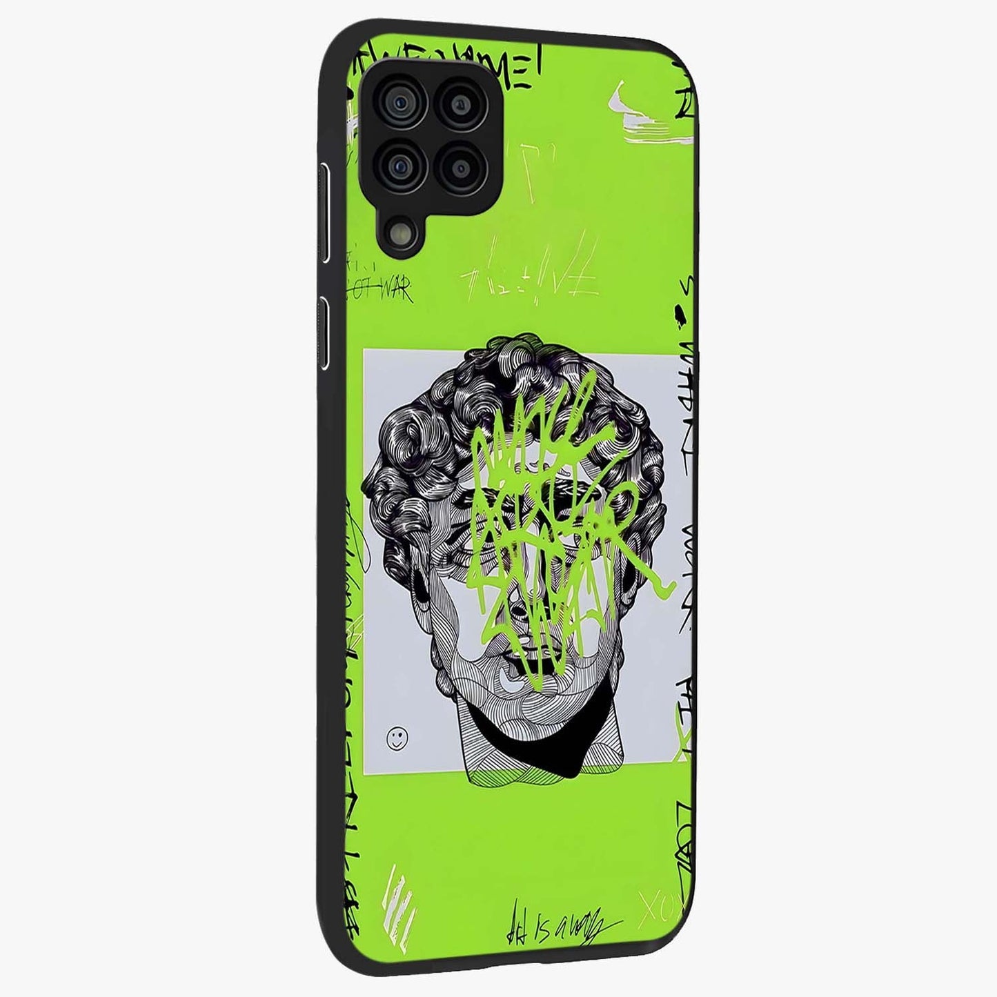 Neo Graffiti Rebellion Glass Case upright view showcasing colorful graffiti artwork with bold modern street style.