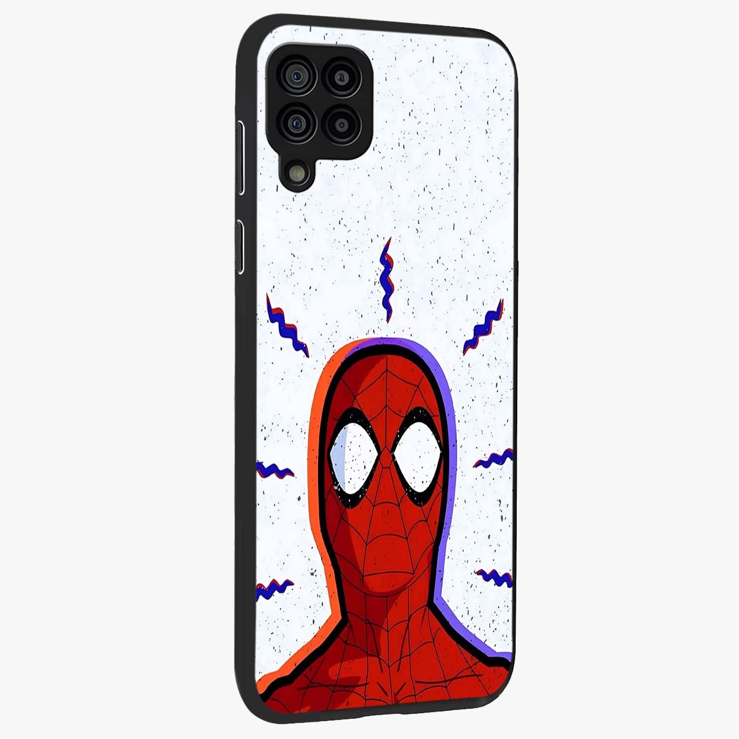 Omg Spiderman Glass Case upright view showcasing energetic superhero artwork with vibrant comic theme.