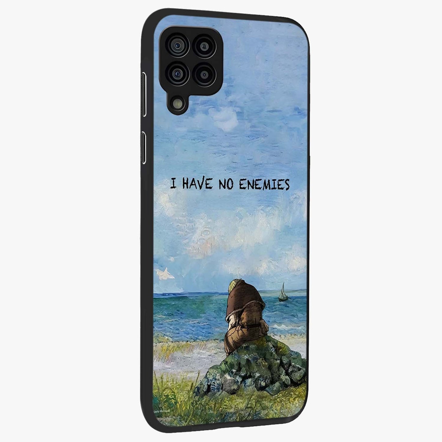 Peace Beyond War Glass Case upright view showcasing powerful peace symbol artwork with inspirational theme.