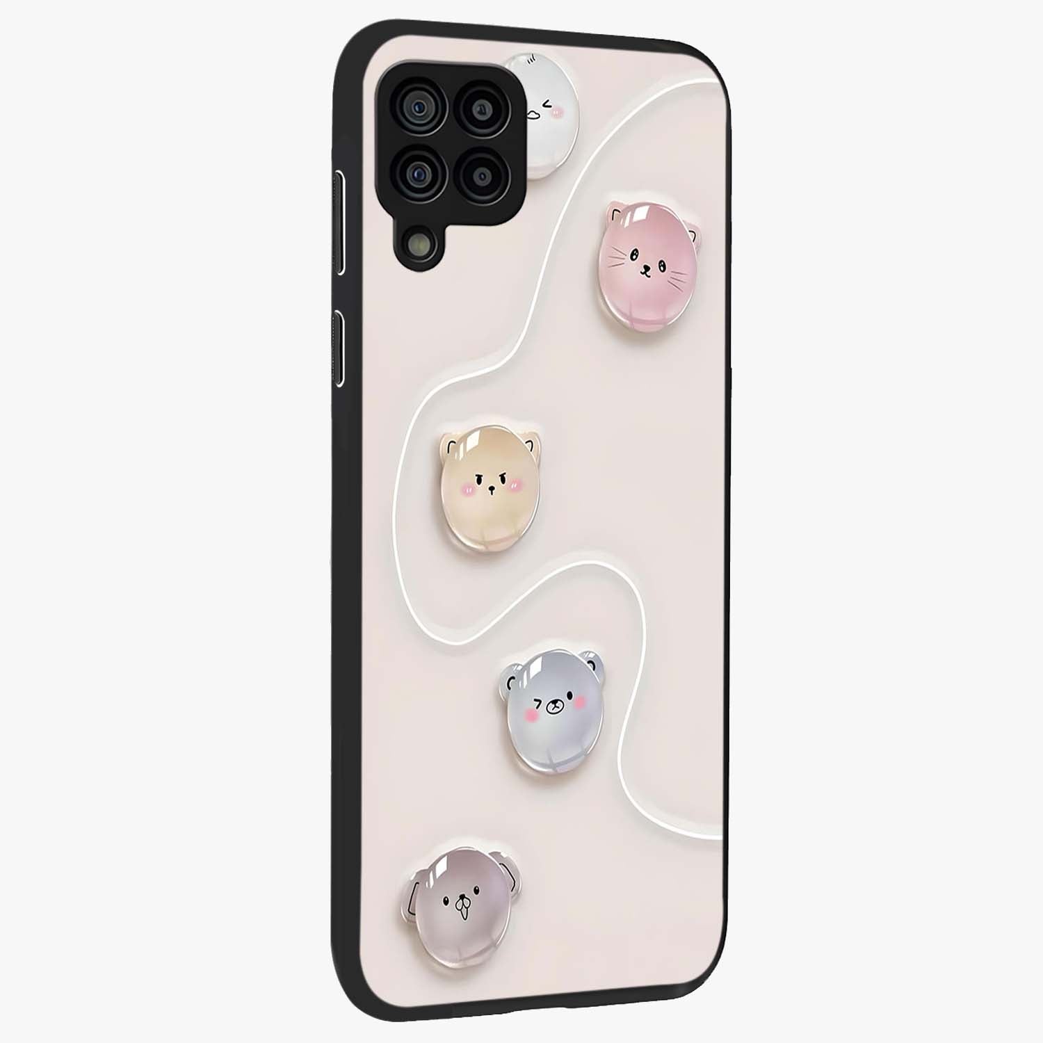 Puffy Face Parade Glass Case upright view showcasing adorable character artwork with cheerful animated theme.