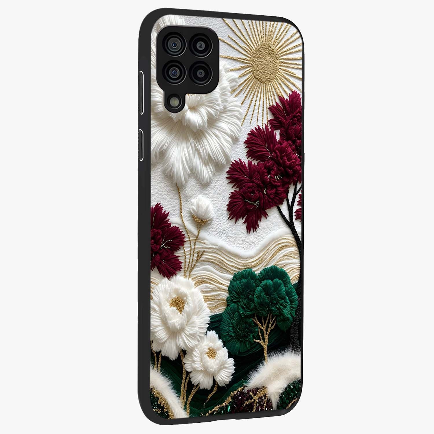 Radiant Bloom Elegance Glass Case upright view showcasing decorative flower artwork with refined botanical theme.