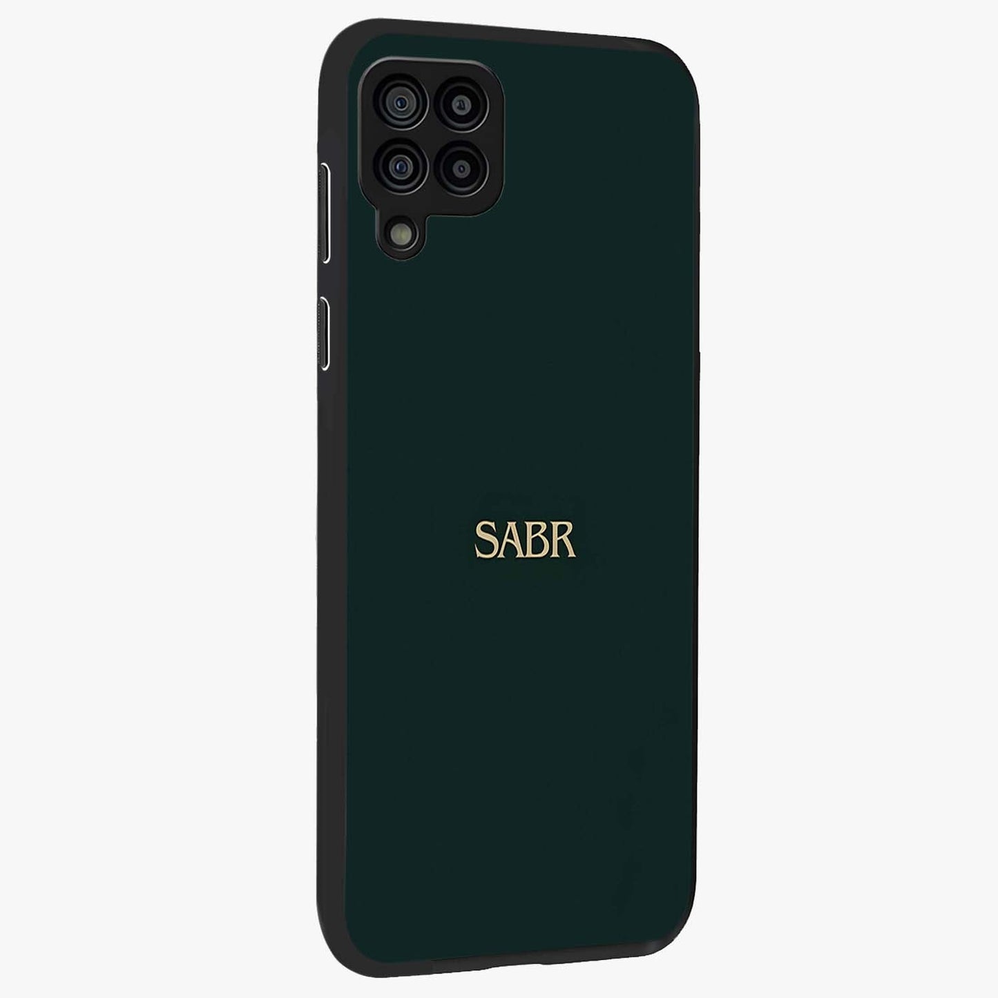 Sabr Minimal Patience Glass Case upright view showcasing calm minimalist artwork with motivational patience theme.