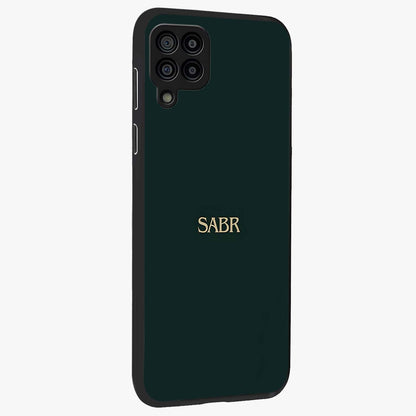 Sabr Minimal Patience Glass Case upright view showcasing calm minimalist artwork with motivational patience theme.